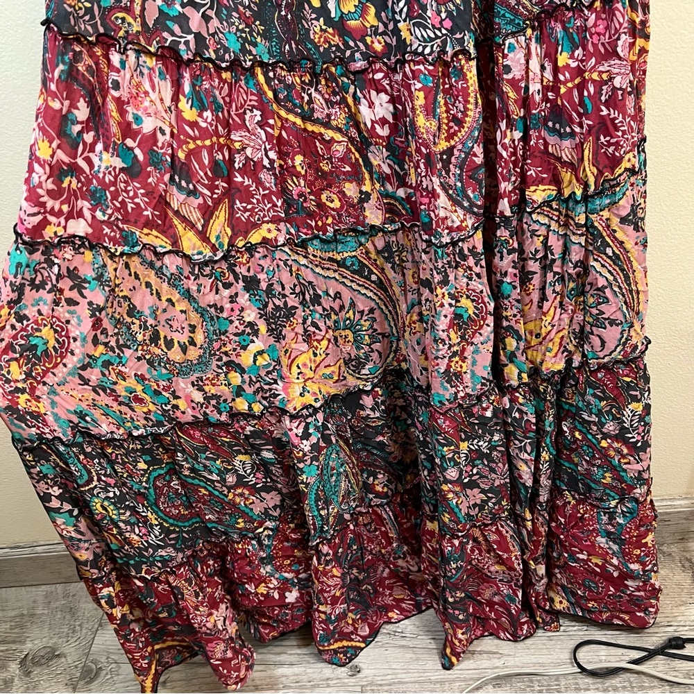 Free People Floral Cascade Maxi Dress Pink Blue Off the Shoulder Small - Picture 6 of 13